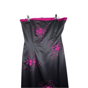 Niki Livas Y2K Black Strapless Corset Prom Dress Beaded Size 10 Pink Formal Gown